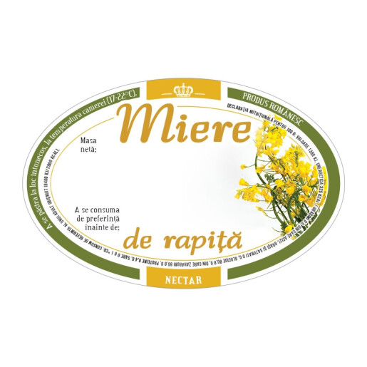 Eticheta miere ovala de Rapita (92x60 mm)