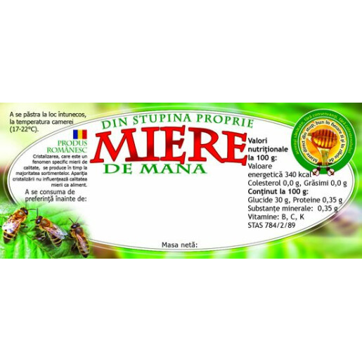 Eticheta miere de Mana (116x50 mm)