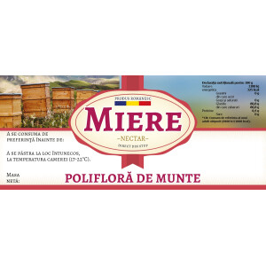 Eticheta miere "Poliflora de munte" (116x50 mm)