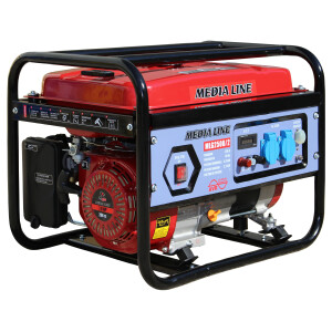 Generator curent Media Line ML2500/2, motor benzina, 7CP, putere max 2.2kVA, rezervor 15 L , monofazat, pornire la sfoara, protectie termica