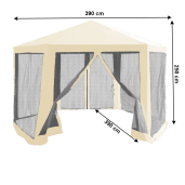 Pavilion apicol, hexagonal, cadru metalic + polietilena, verde + alb, 3.9 x 3.9 x 2.5 m