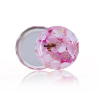Capac borcan, twist-off 82, albinuta pe floare roz