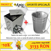 Pachet promotional: Topitor de ceara, din inox, 7-10 rame, cu arzator pe gaz inclus + Maturator din inox, 100 litri, cu manere, canea plastic